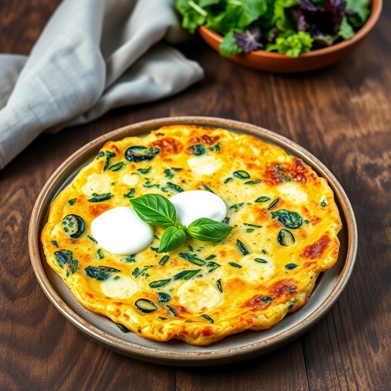 Frittata di zucchine e spinaci con formaggio e yogurt