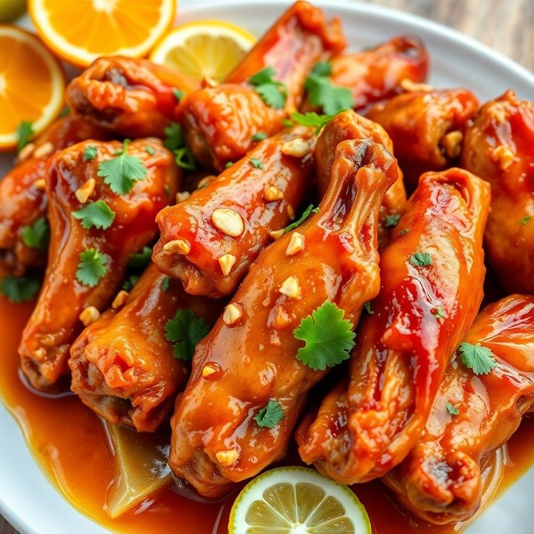 Sweet and Spicy Peanut Citrus Glaze Wings