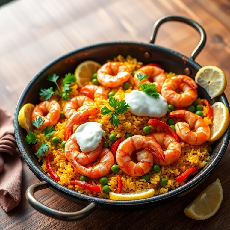 Paella Valenciana aux Crevettes et Ricotta