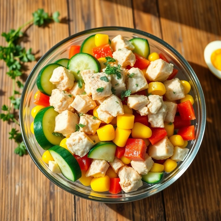 Классический салат с курицей и огурцами