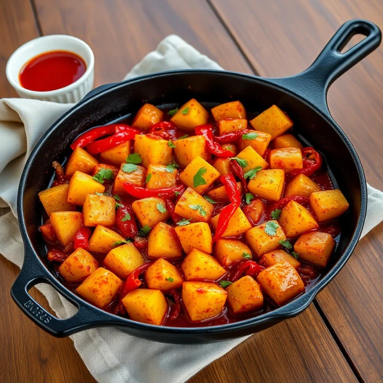 Spicy Potato Hash with Chili Sauce - Mr. Cook