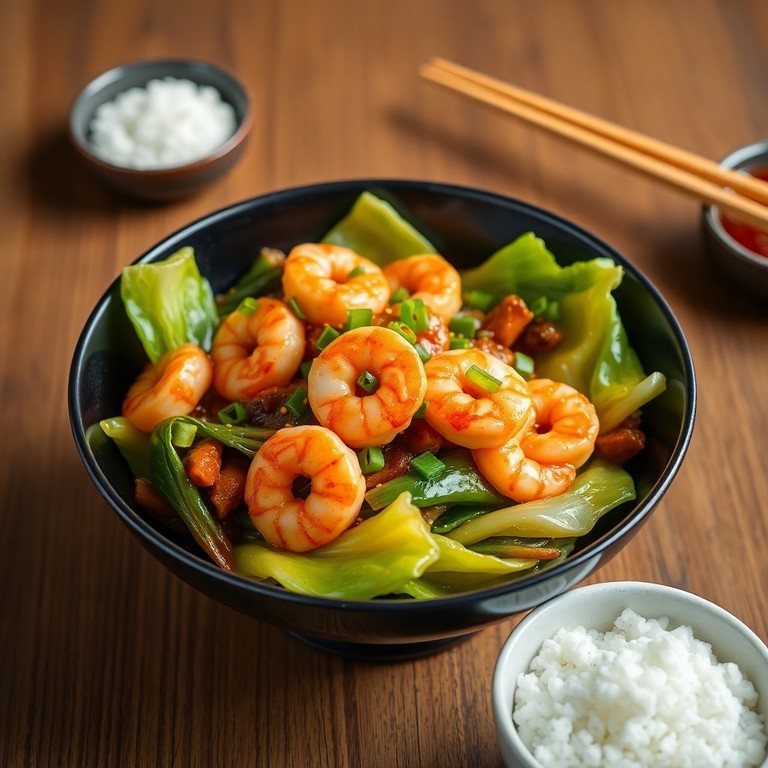Sauté de choux chinois et crevettes à l'asiatique
