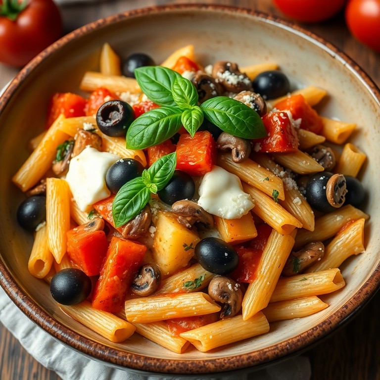 Mediterranean Mushroom and Olive Pasta