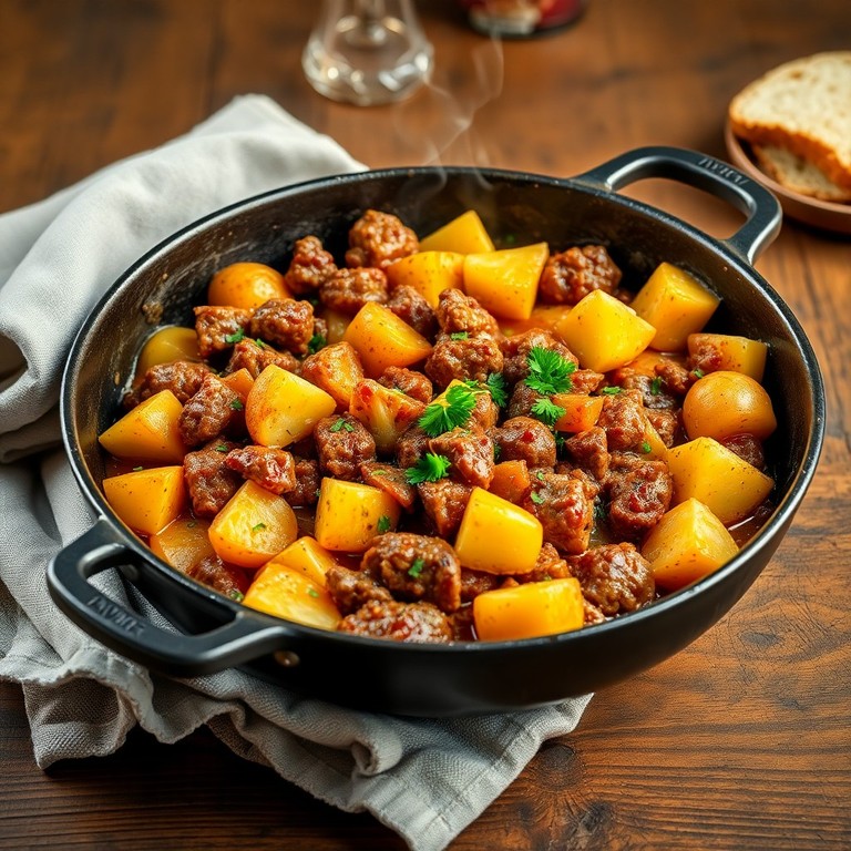 Blumenkohl-Hackfleisch-Pfanne mit Gewürzen