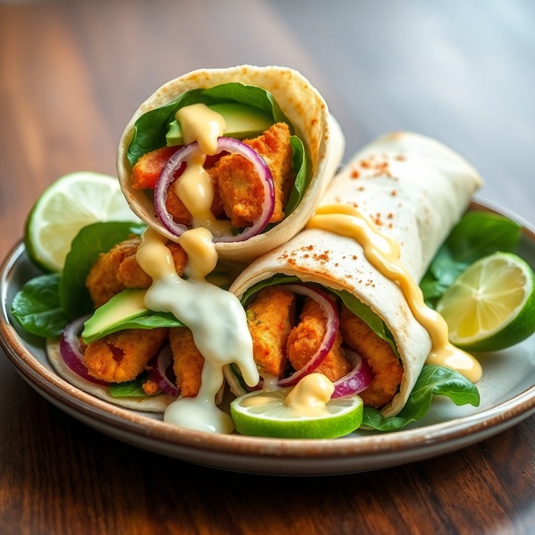 Tenders de Poulet en Wrap à l'Avocat et au Curry