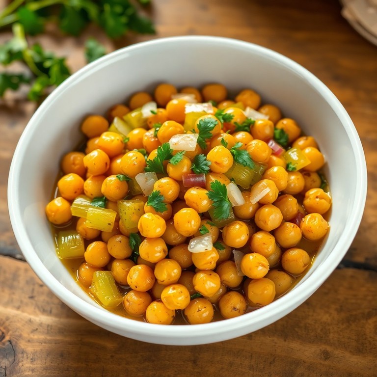 Garbanzos salteados con apio y especias mediterráneas