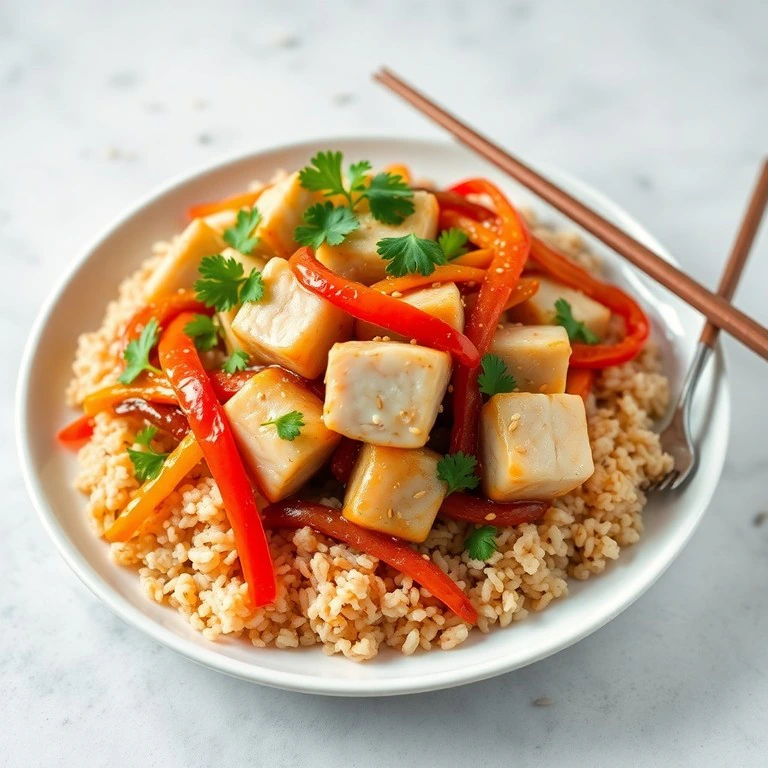 Salteado Asiático de Merluza con Napicol y Arroz Integral