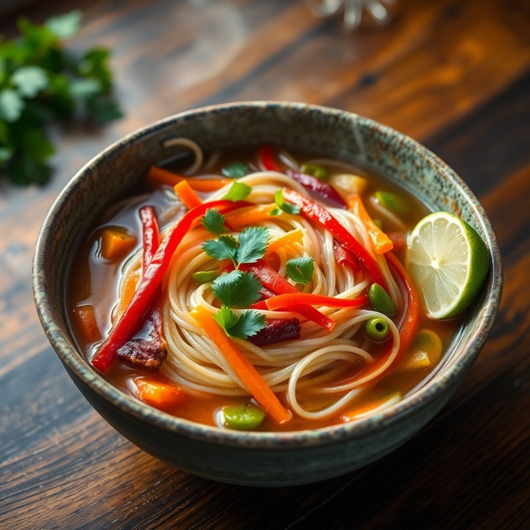 Sopa Tailandesa de Fideos de Arroz y Verduras