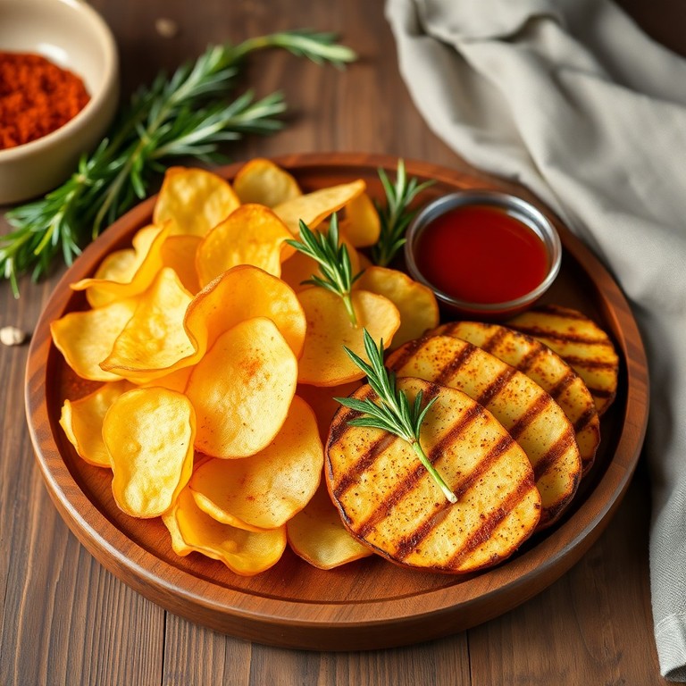 Chips de Batata com Queijo Coalho Grelhado