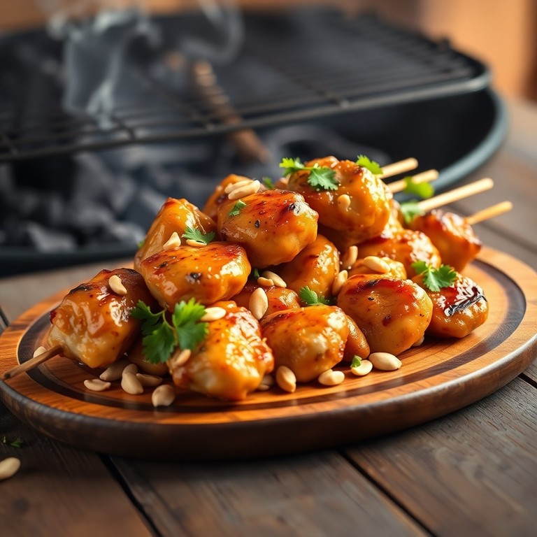 Brochetas de Pollo y Maní a la Parrilla