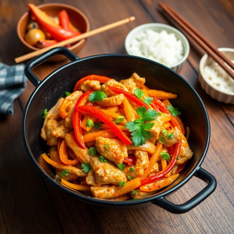 Frango ao Estilo Asiático com Pimentões e Cenoura