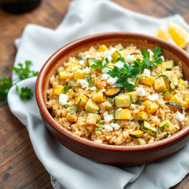 Mediterrane Zucchini-Reispfanne