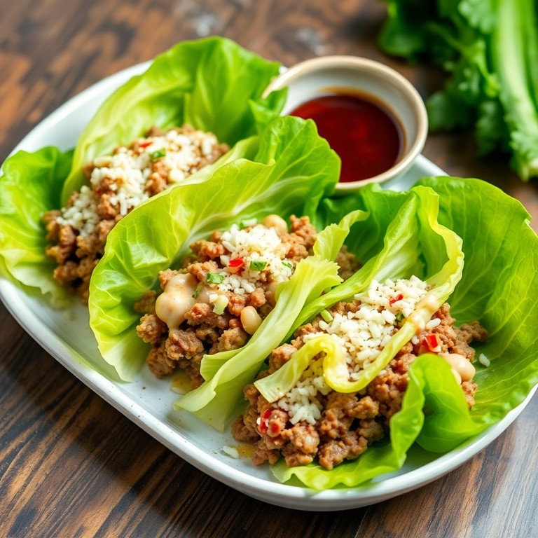Beef Lettuce Wraps with Garlic-Shallot Sauce