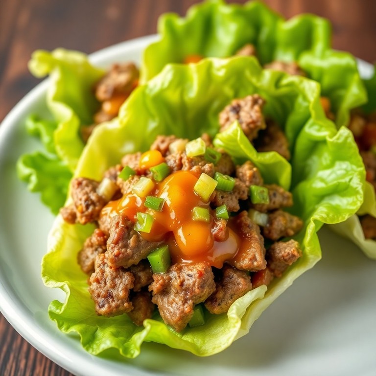 Beef Lettuce Wraps with Garlic-Shallot Sauce and Crunchy Celery