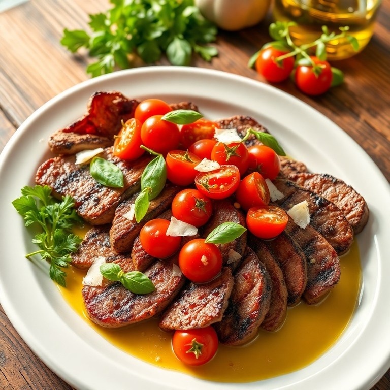 Mediterrane Tagliata mit frischen Tomaten und Basilikum
