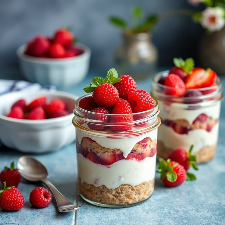 No-Bake Himbeer-Erdbeer-Cheesecake mit Keksboden (468 kcal)