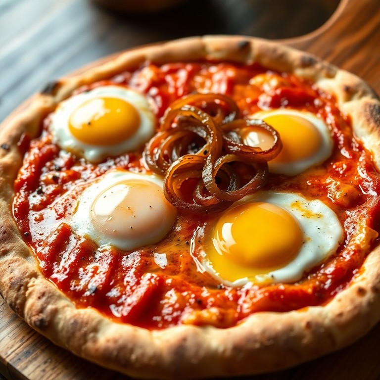 Pizza de Massa Caseira com Ovo e Cebola Caramelizada