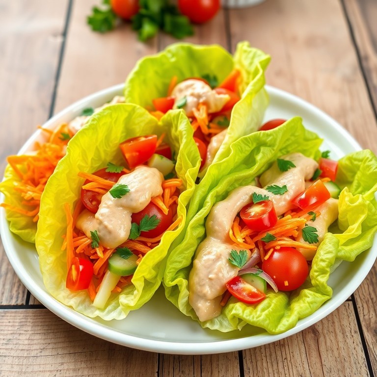 Fresh Vegetable Lettuce Wraps with Hummus