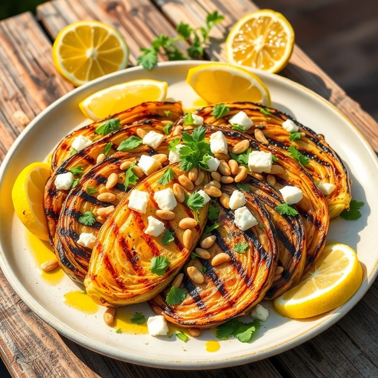 Mediterraner gegrillter Spitzkohl mit Zitronen-Kräuter-Marinade