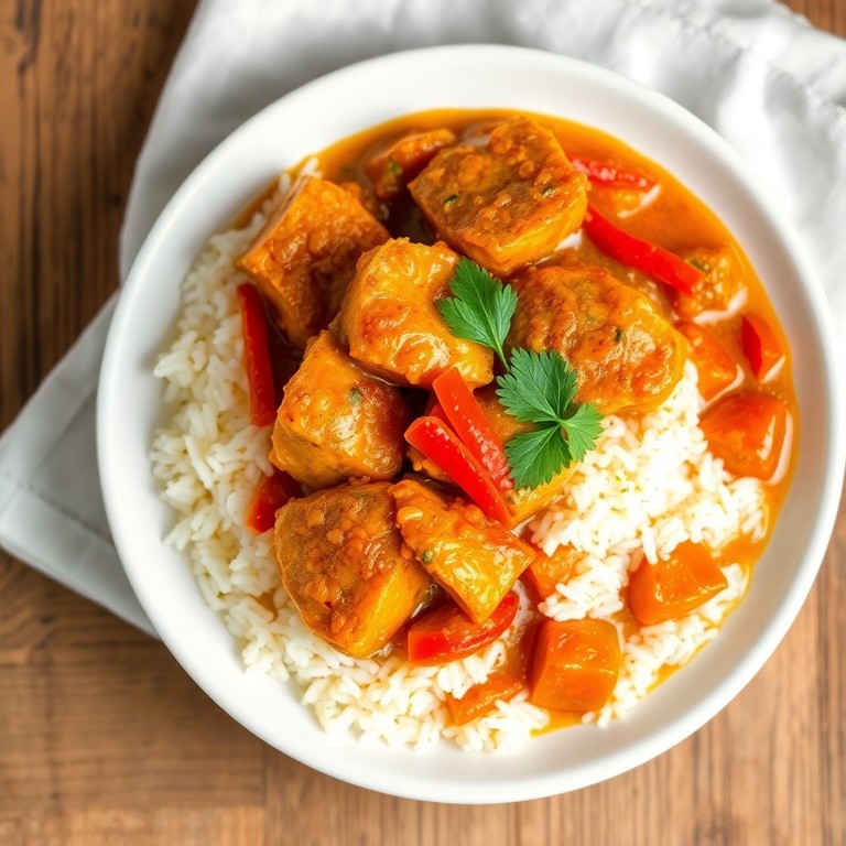 Poisson au Curry Mijoté sur Riz Parfumé