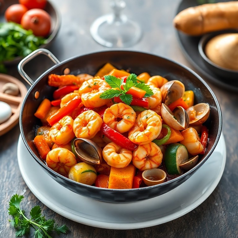 Mild Seafood Stir-Fry with Colorful Vegetables