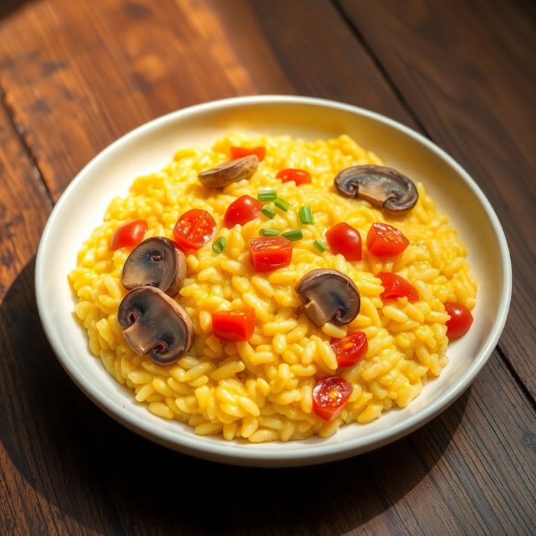 Risoto de Açafrão com Champignon e Tomate