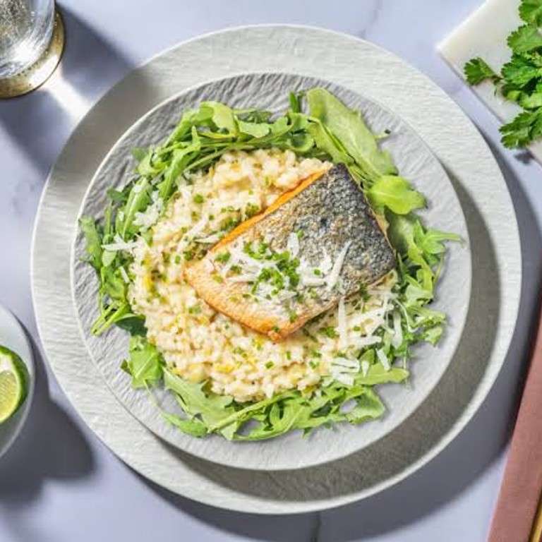 🐟 Saumon poêlé & risotto crémeux de poireau