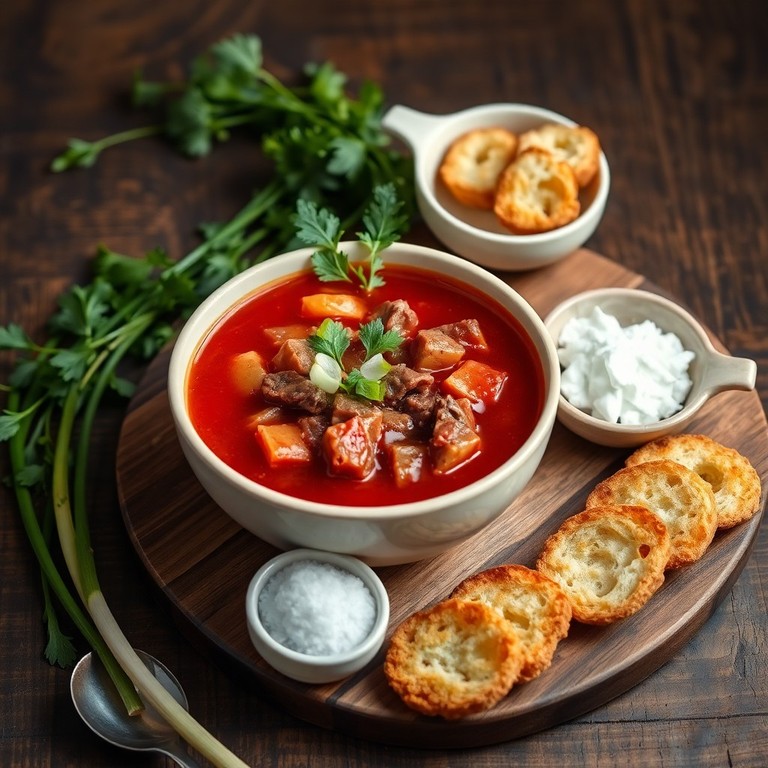 Классический украинский борщ с говядиной и оригинальной подачей
