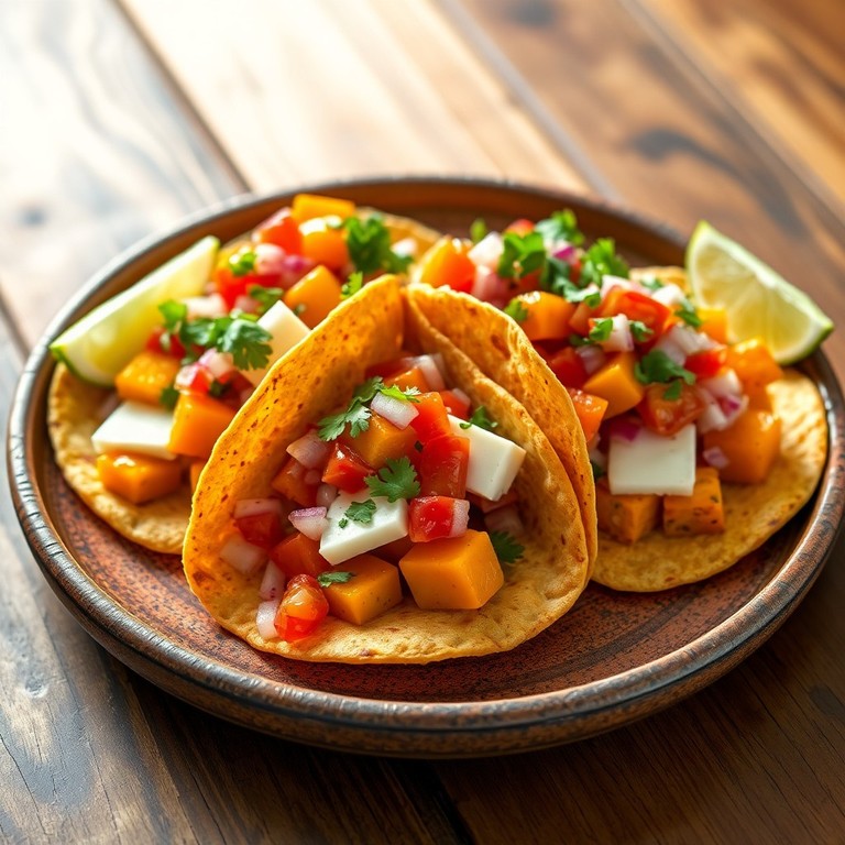 Tacos de zapallo asado y queso panela