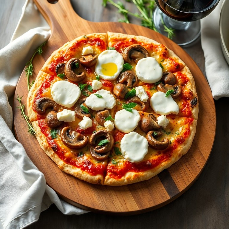 Mediterrane Champignon-Burrata-Pizza