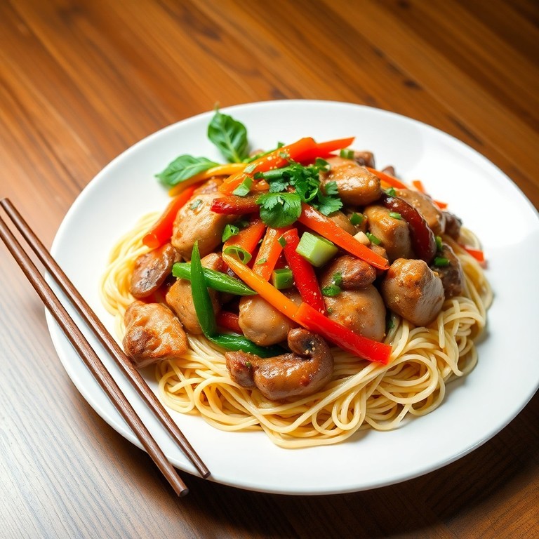Asiatische Hähnchen-Pfanne mit Mie Nudeln