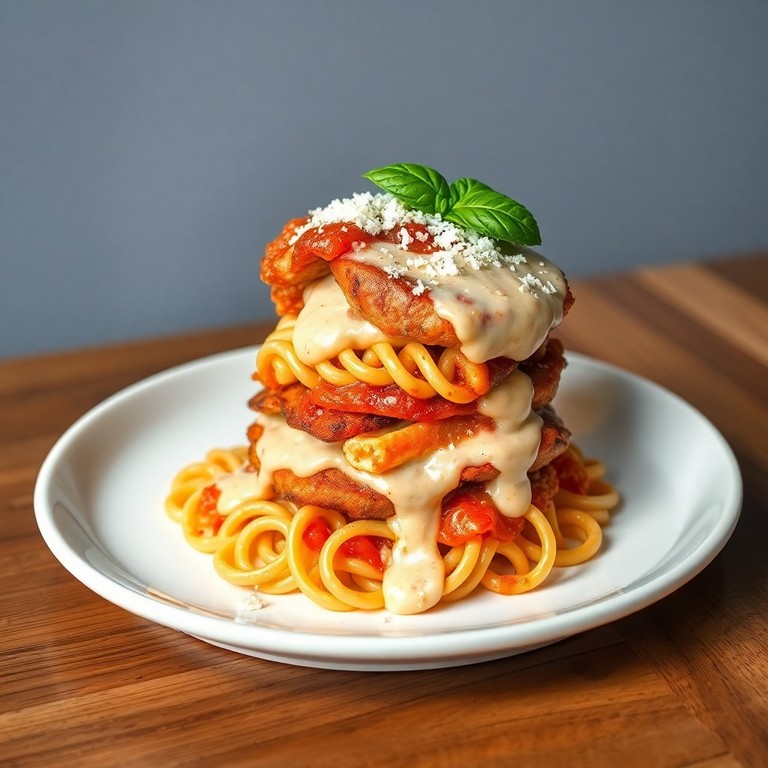 Torre de Massa com Porco e Molho Cremoso na Airfryer