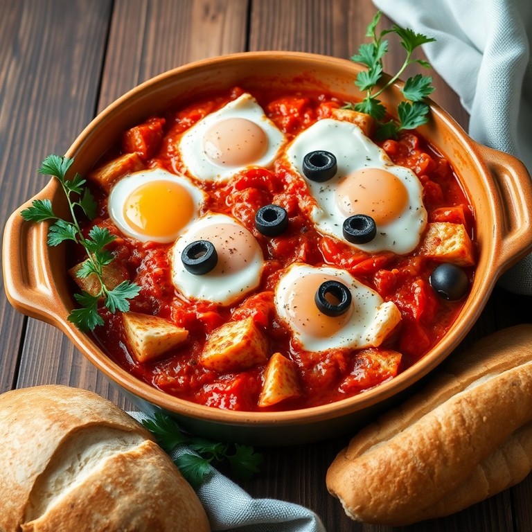 Cazuela de pescado y huevos al estilo mediterráneo