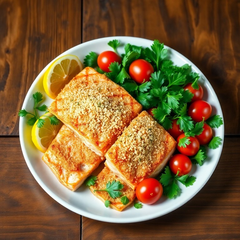 Grilled Salmon with Parmesan Crust and Herb Salad