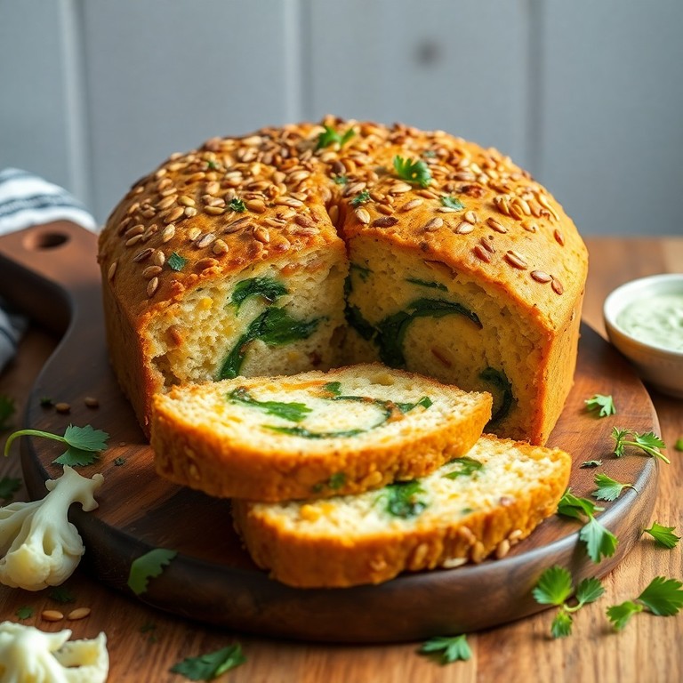 Cake salé vegan aux fanes de chou-fleur et herbes fraîches