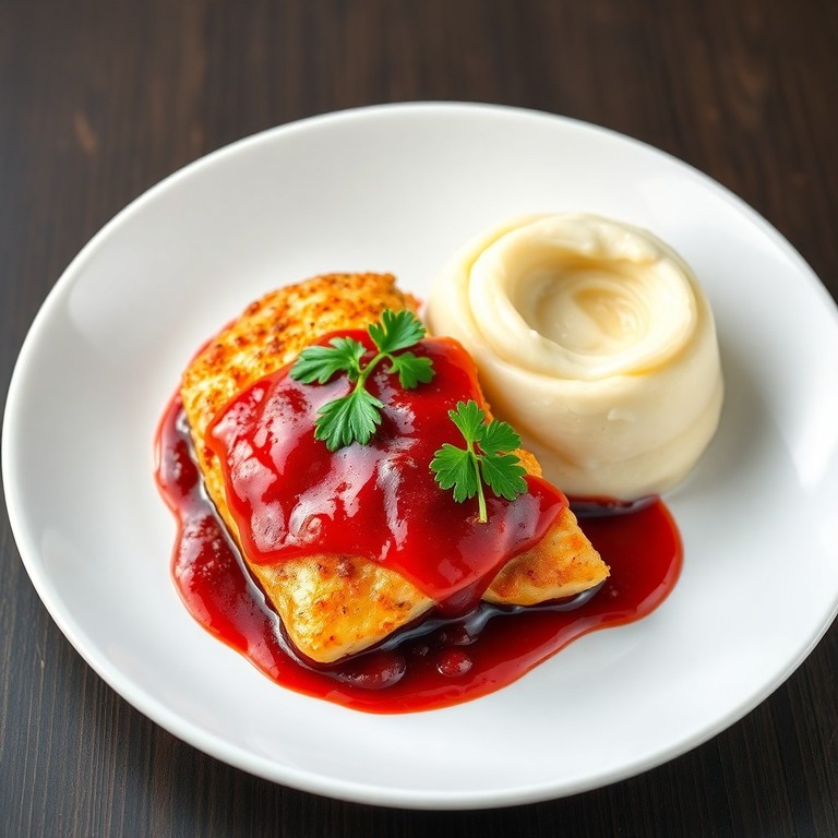 Piccata de Pollo en Salsa de Sangría con Puré de Patatas