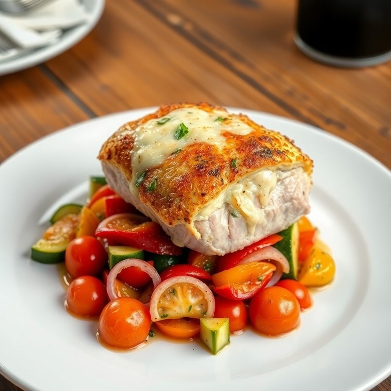Überbackenes Schweinefilet mit mediterranem Gemüse