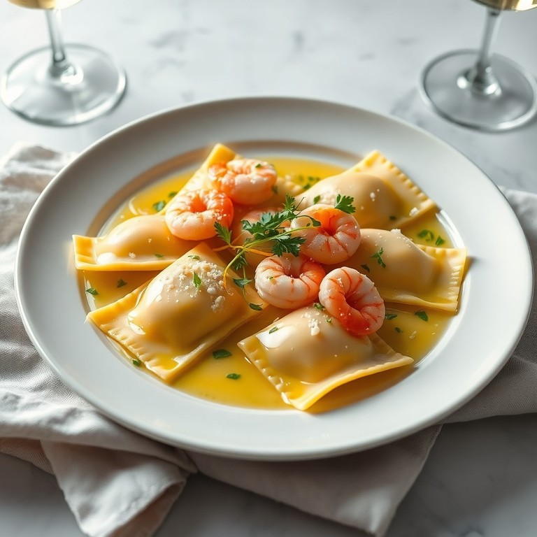 Gambafüllung Ravioli mit Zitronen-Butter-Sauce