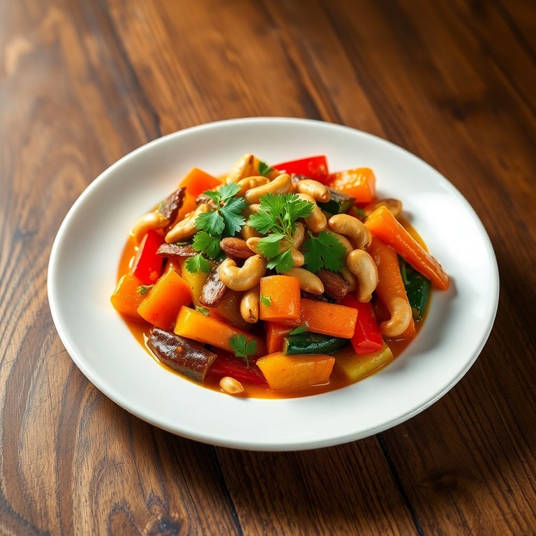 Asiatische Cashew-Koriander-Pfanne mit Orangensirup