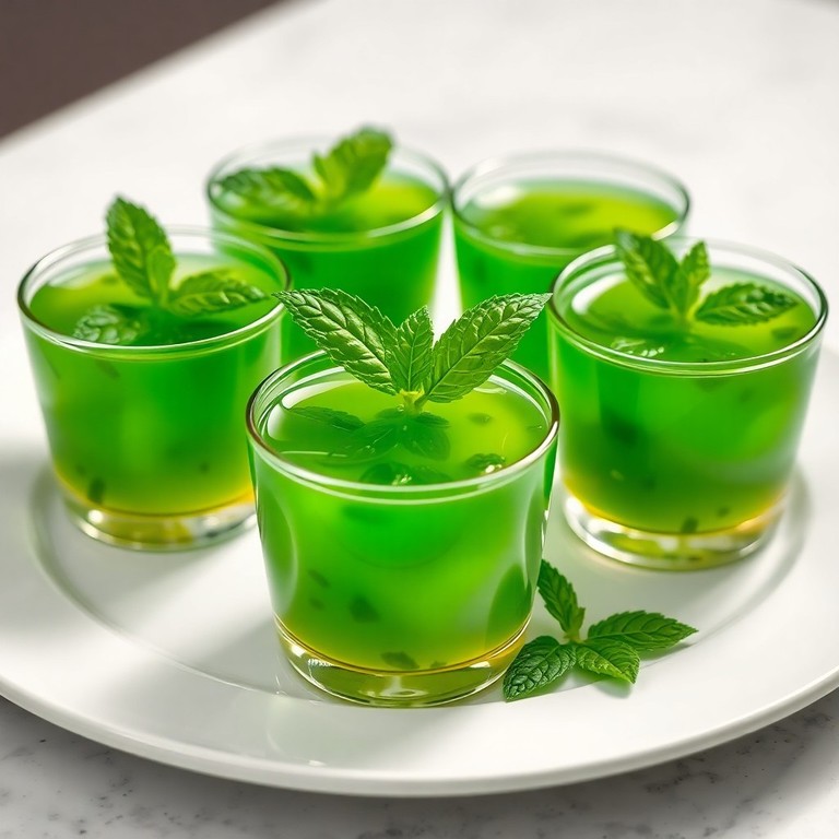 Vasitos de Gelatina de Té Verde y Menta