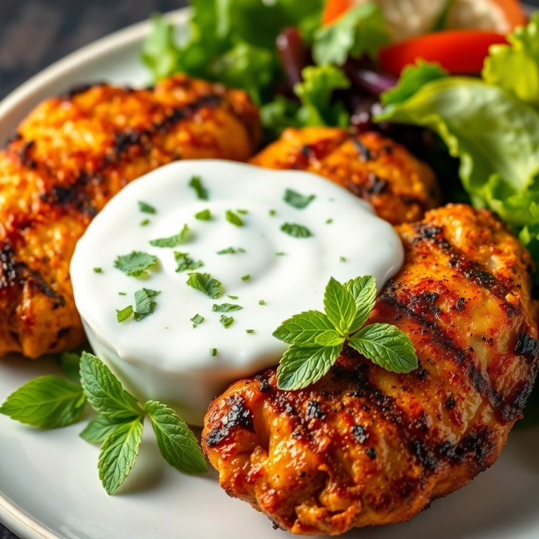 Poulet grillé aux épices douces et sauce à la yaourt