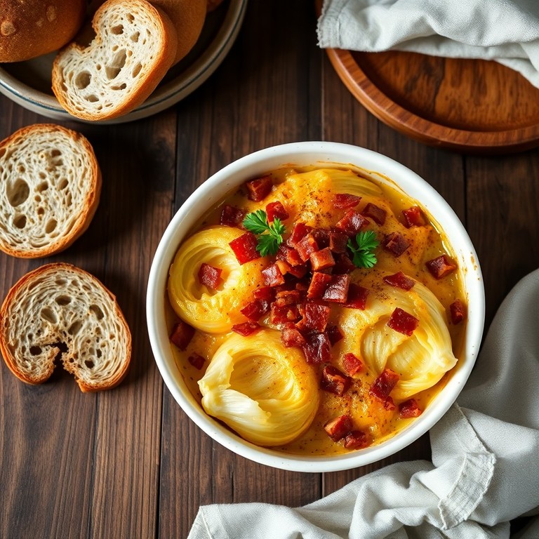 Herzhafter Chicorée-Gratin mit Speck (Laktosefrei)