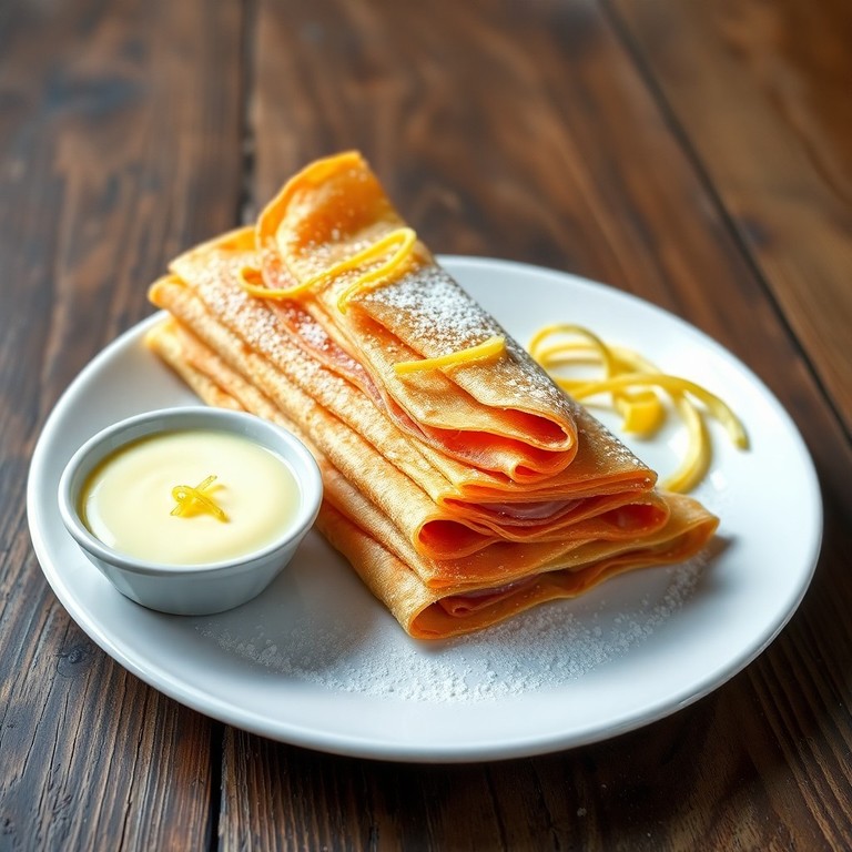 Crespelle di Mortadella e Zucchero con Salsa al Limone