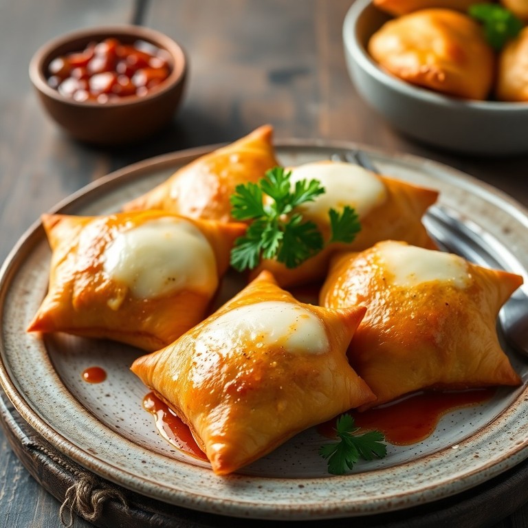 Blätterteig-Pasteten mit würziger Hackfleischfüllung und Mozzarella im Airfryer