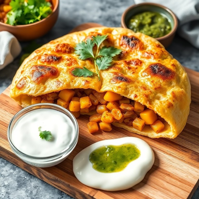 Spicy Pumpkin & Dal Stuffed Flatbread