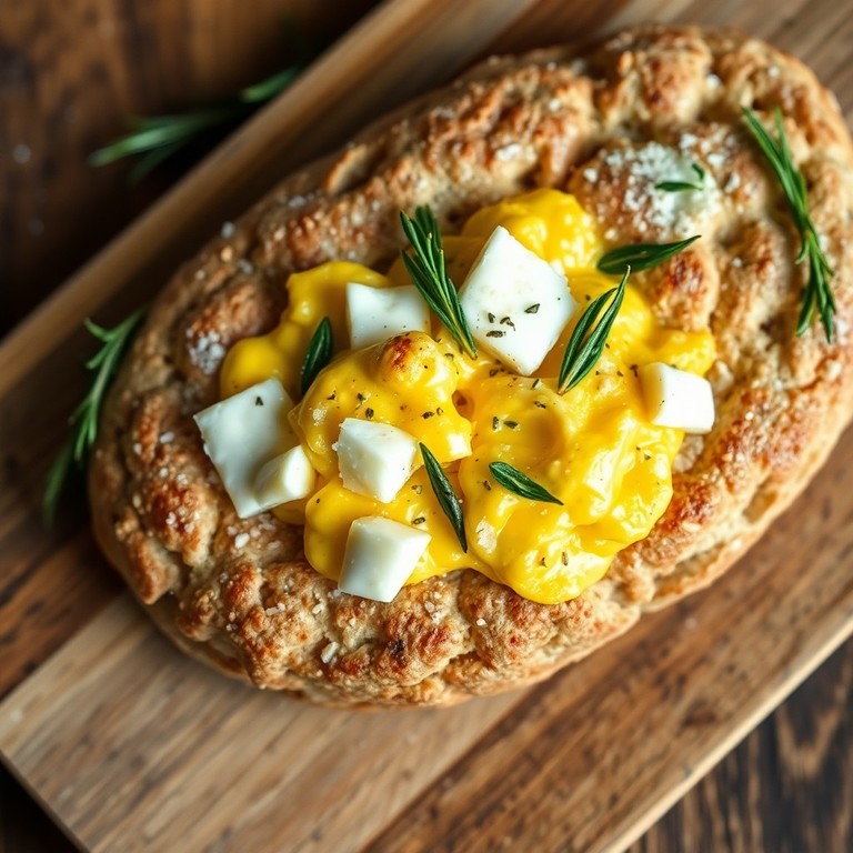 Focaccia de Aveia com Ovo e Requeijão