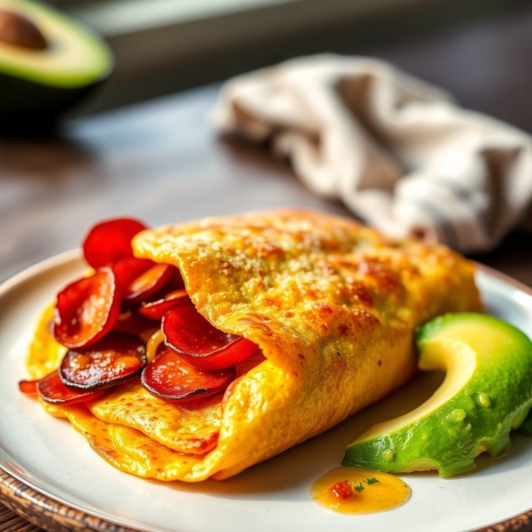 Tortilla de Huevo con Peperoni y Cebolla Caramelizada