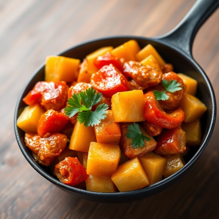 Stir-fry de Frango com Batata e Molho de Tomate