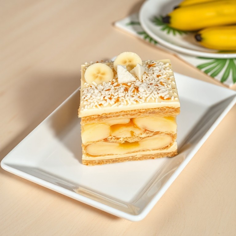 Torta Gelada de Banana e Bolacha com Creme de Coco