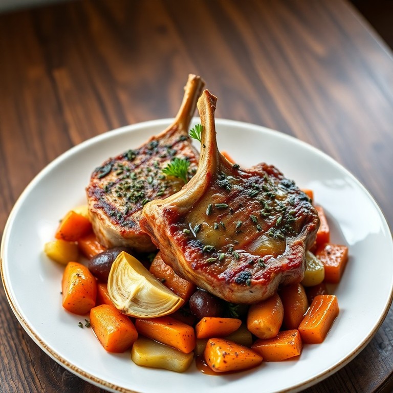 Herb-Crusted Lamb Chops with Roasted Root Vegetables